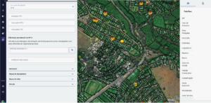 Mapa digital com marcações de lotes e valores venais para análise de justiça fiscal, mostrando ferramenta de geoprocessamento usada por gestores municipais na reforma tributária.